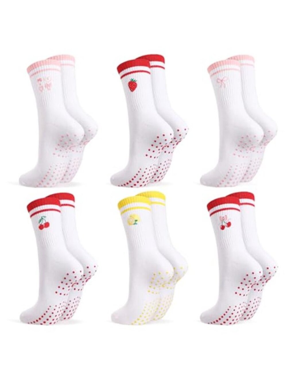 6 Pairs Cute Pilates Socks for Women, Ruffle Frilly Yoga Socks Non Slip